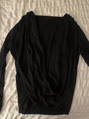Banana Republic Black Draped Long-Sleeve Blouse